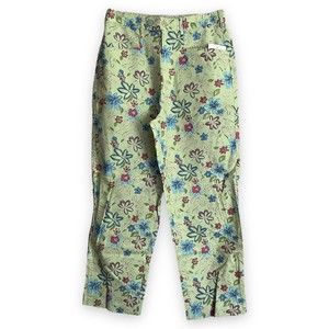 Chelsea Studio Sz 8 Linen Cotton Green Floral High Waist Women Ankle Capri Pants